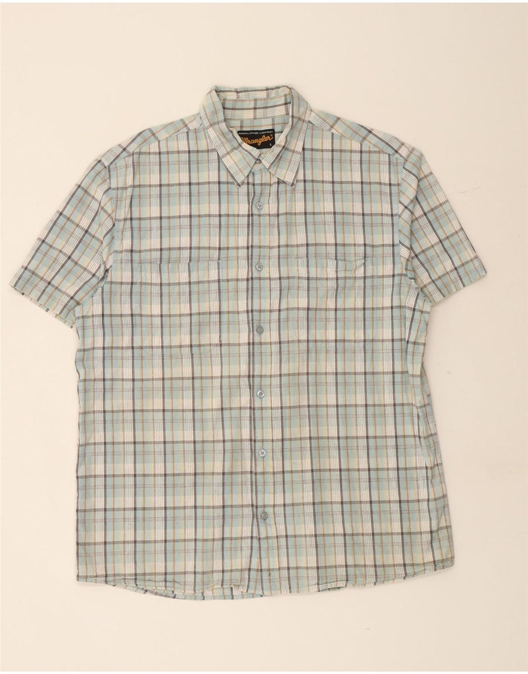 Camisa masculina de manga curta WRANGLER grande algodão xadrez azul