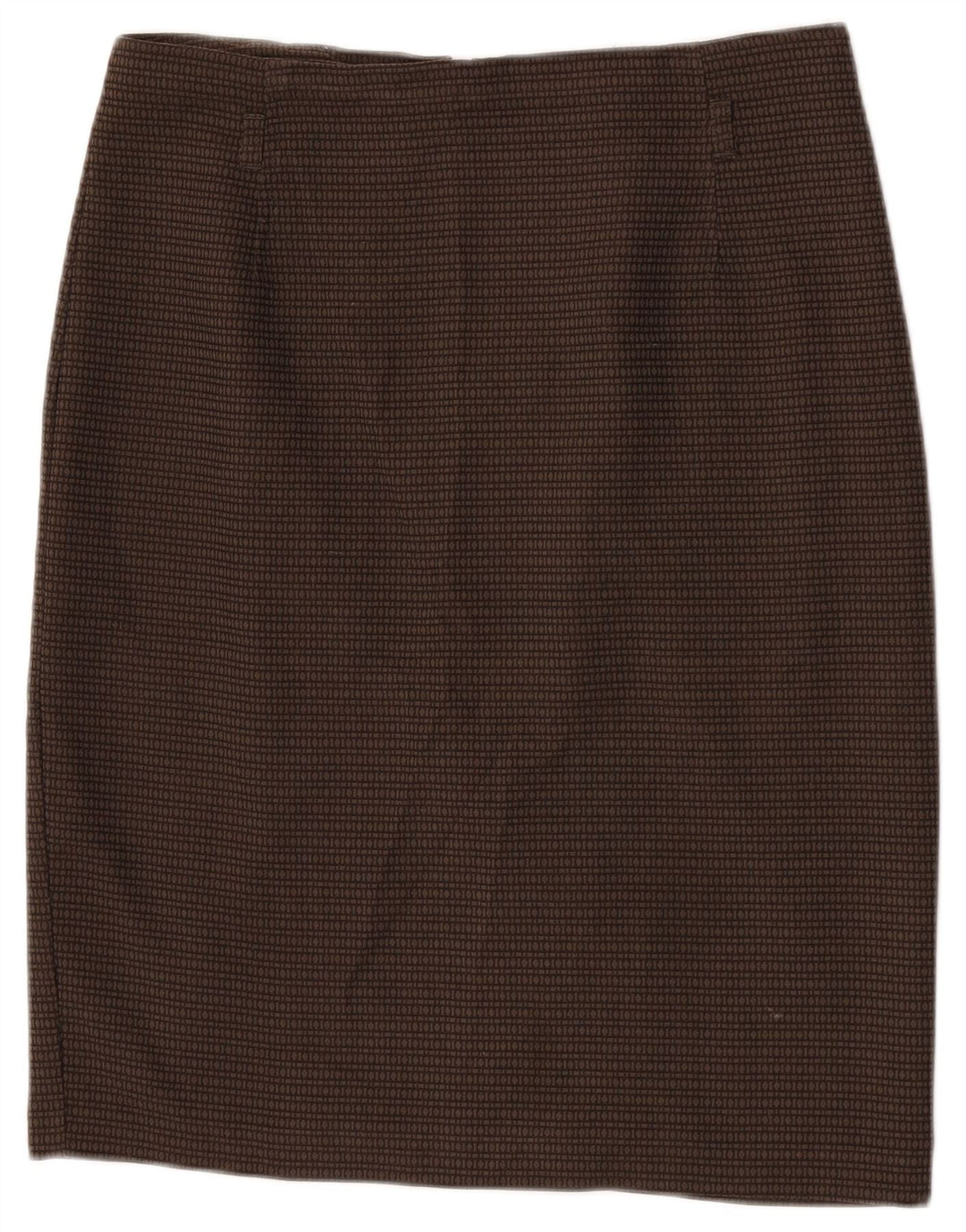 Saia lápis feminina Marks & Spencer W32 grande poliéster geométrico marrom