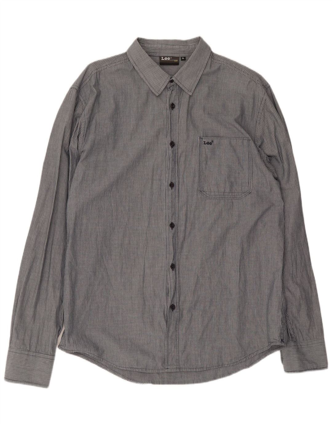 Camisa masculina Lee XL cinza risca de giz algodão