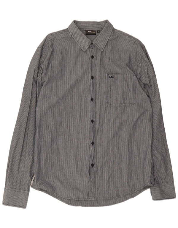 Camisa masculina Lee XL cinza risca de giz algodão
