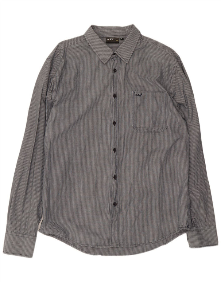 Camisa masculina Lee XL cinza risca de giz algodão