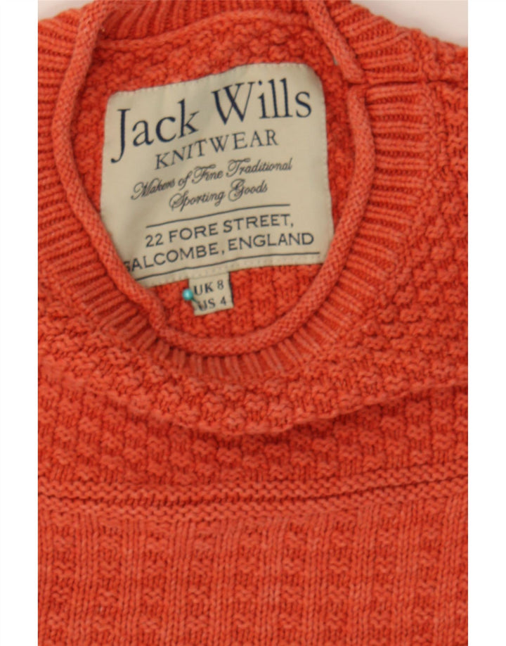 JACK WILLS Womens Turtle Neck Jumper Sweater UK 8 Small Orange Cotton Vintage Jack Wills and Second-Hand Jack Wills from Messina Hembry 