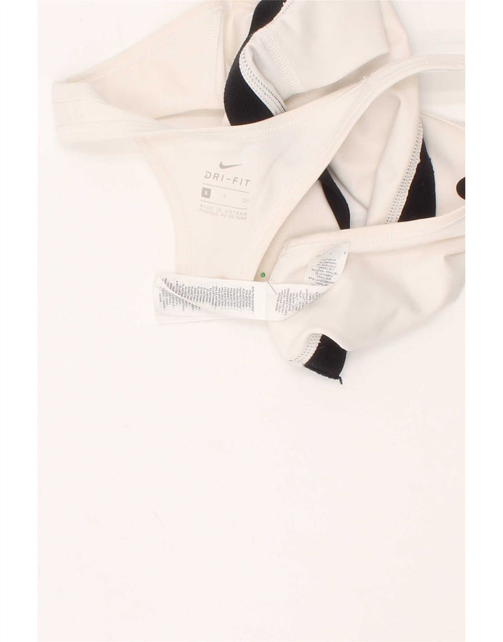 Sutiã esportivo Nike feminino Dri Fit Top pequeno branco poliéster esportivo