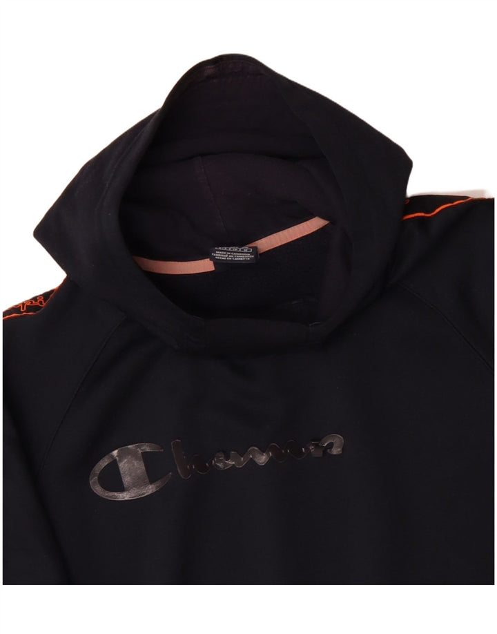 CHAMPION Suéter com capuz gráfico masculino médio azul marinho poliéster