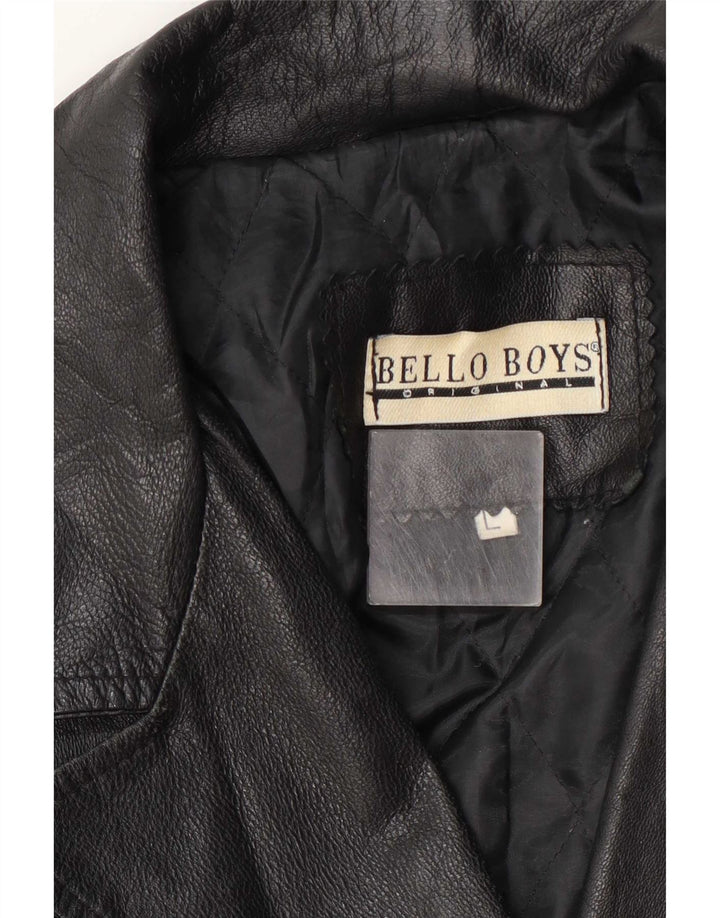 Casaco de couro feminino Bello Boys UK 14 grande preto