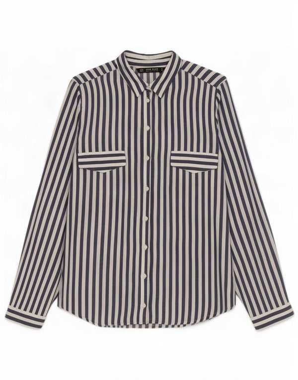 Camisa feminina Zara UK 6 XS azul marinho listrado viscose
