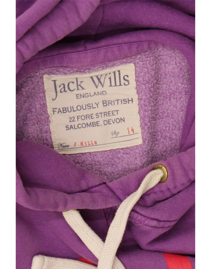 Jumper feminino com capuz gráfico JACK WILLS Reino Unido 14 grande roxo