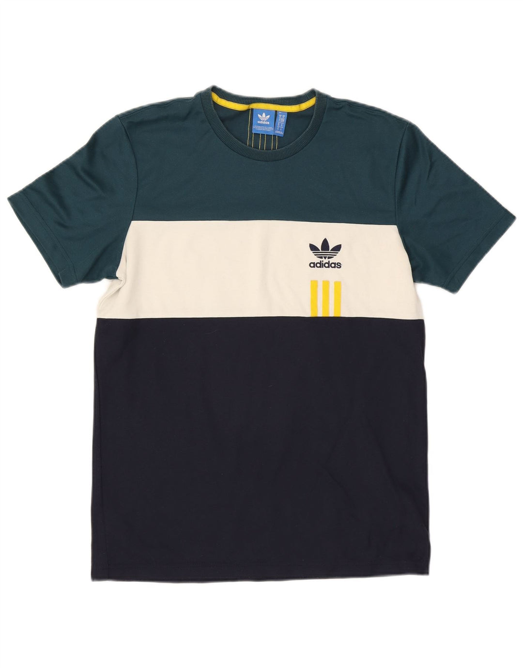 Adidas Mens Camiseta Top Médio Multicolorido Colorblock Algodão
