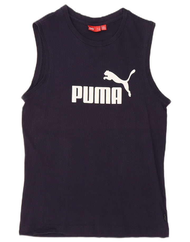 PUMA Mens Graphic Vest Top Pequeno Algodão Azul Marinho