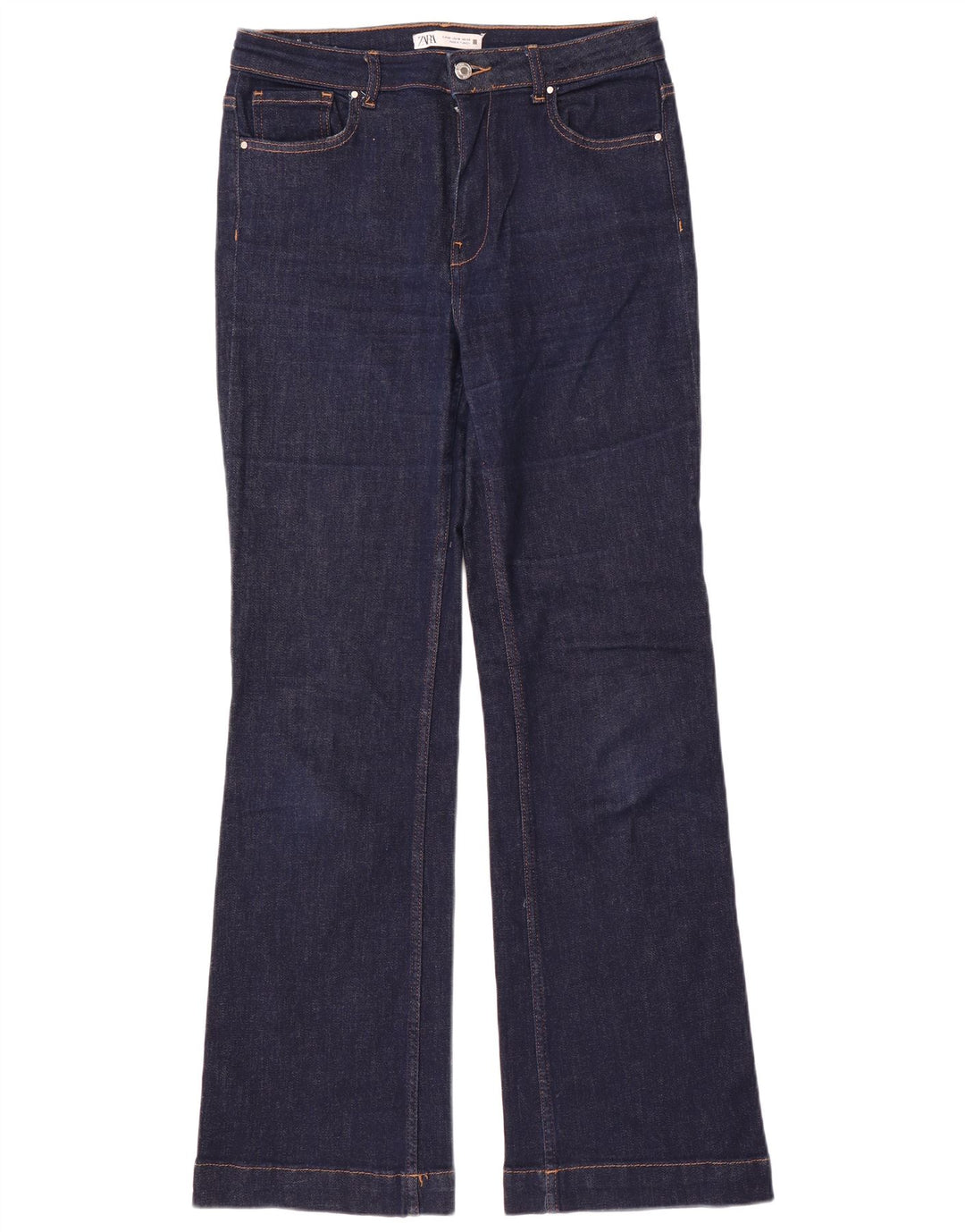 Calça jeans feminina Zara Bootcut EU 42 grande W32 L34 azul marinho