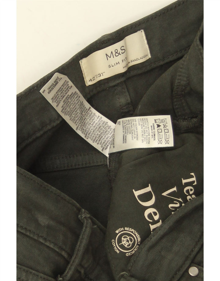 Marks & Spencer Mens Slim Jeans W42 L31 Algodão Verde