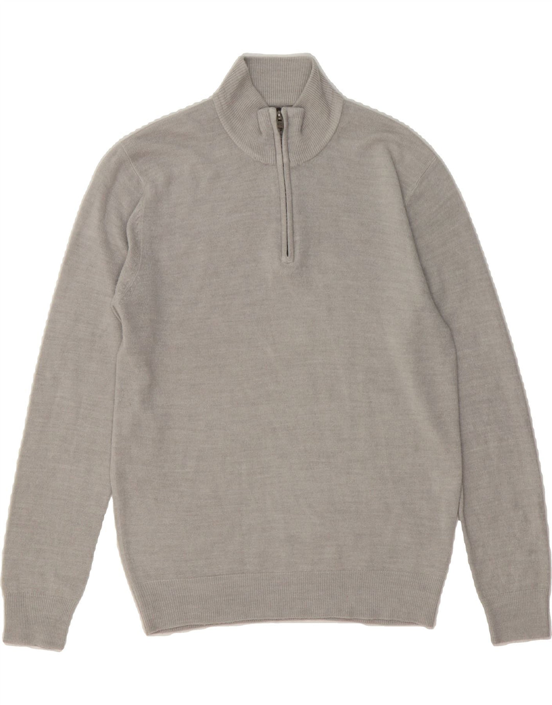 FRENCH CONNECTION Mens Zip Neck Jumper Sweater Medium Grey Acrylic Vintage French Connection and Second-Hand French Connection from Messina Hembry 