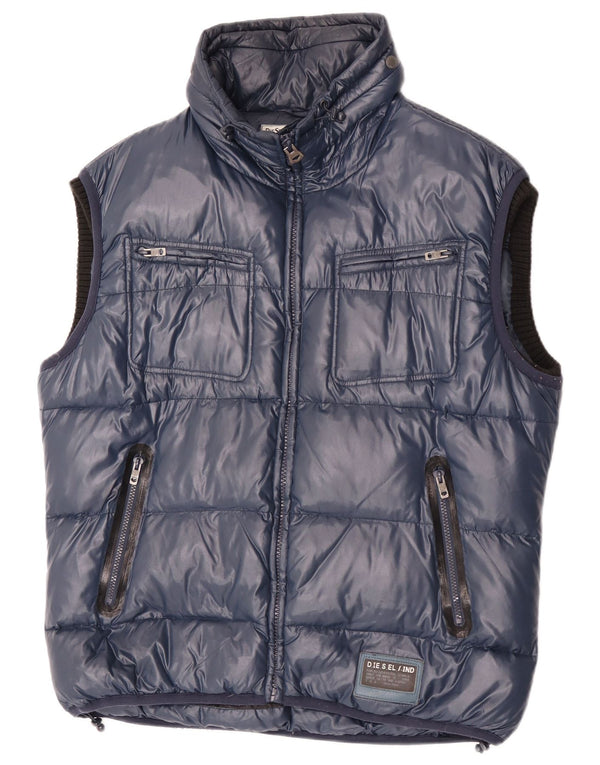 Colete acolchoado com capuz masculino Diesel UK 46 2XL azul marinho nylon