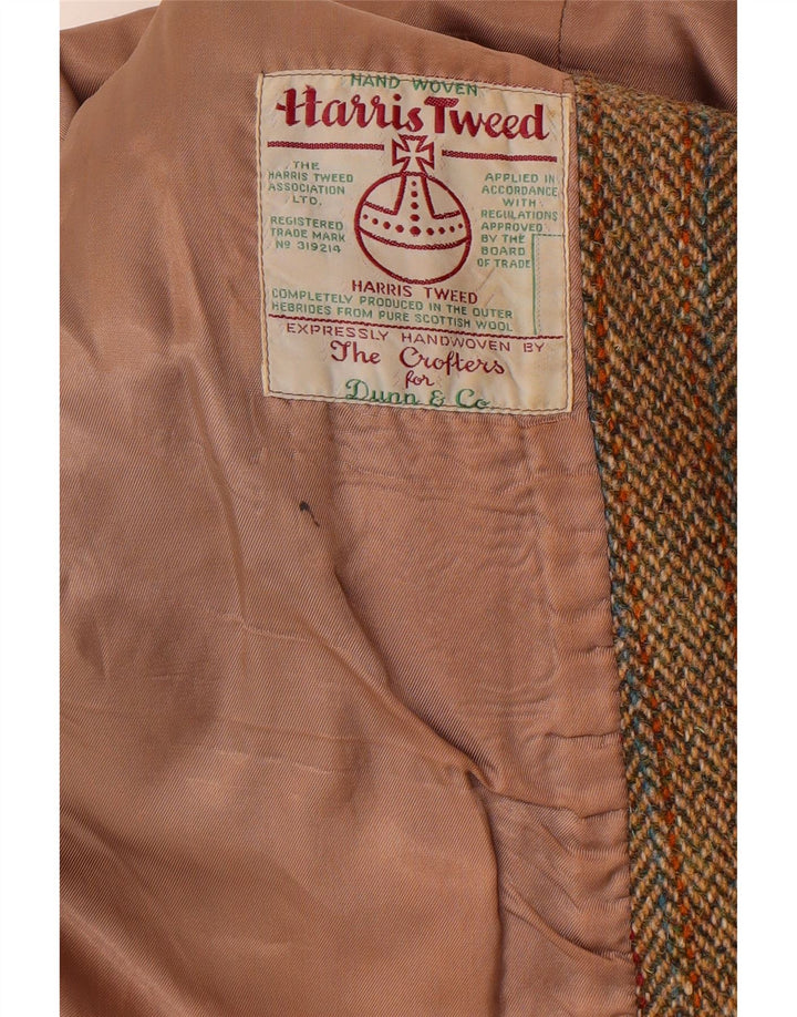 Jaqueta blazer masculina de 3 botões Harris Tweed Reino Unido 38 espinha de peixe verde médio