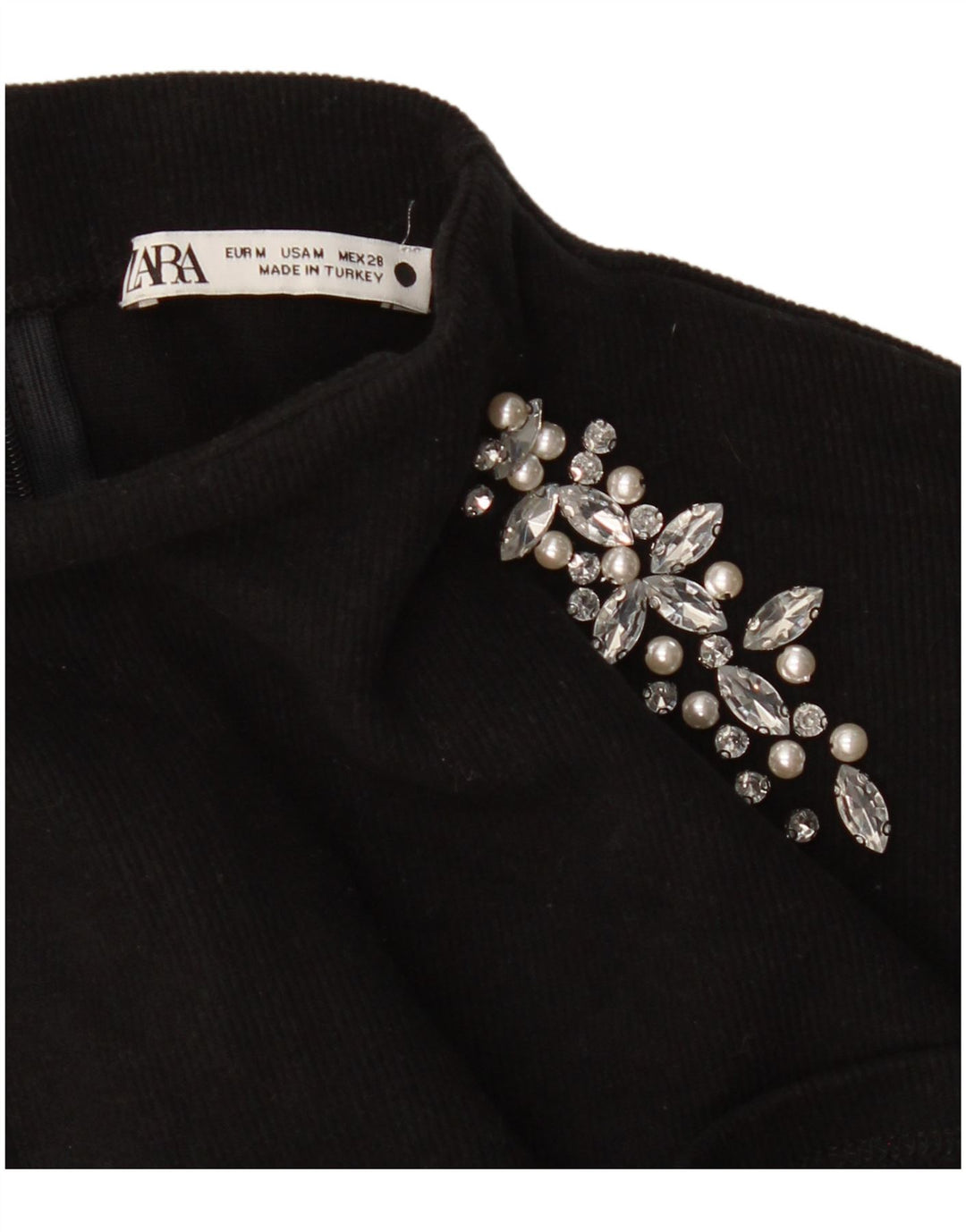 Top feminino Zara manga comprida UK 14 médio preto