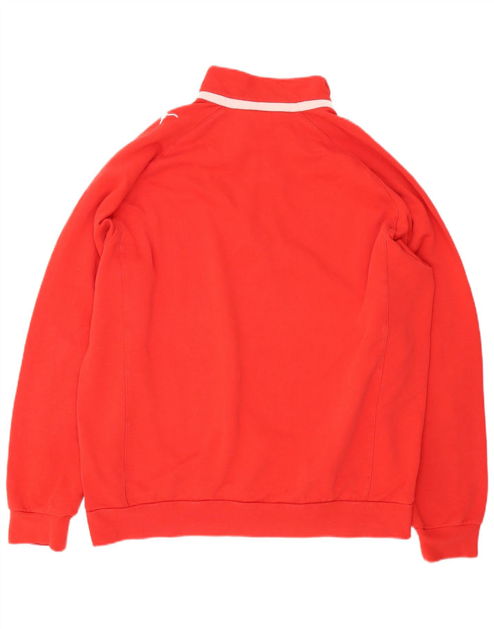 Moletom masculino Puma com zíper e gola alta, grande, vermelho, algodão colorblock