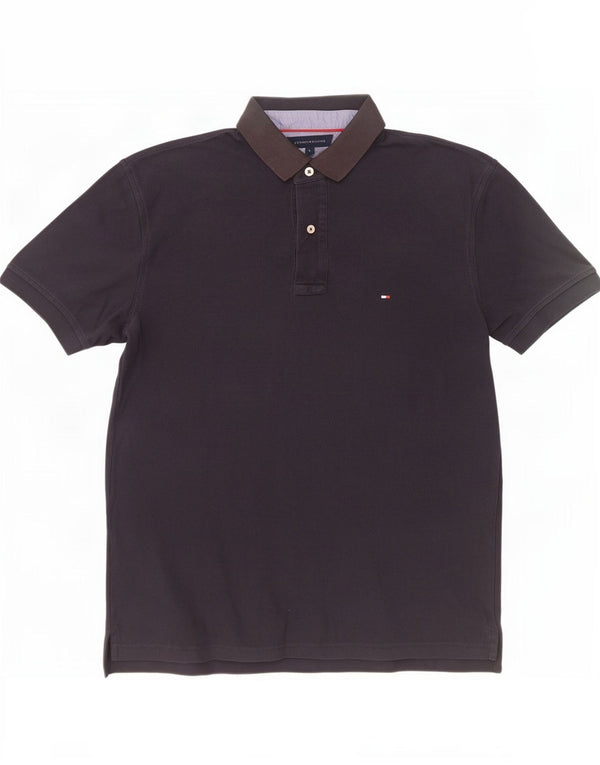 Camisa polo masculina Tommy Hilfiger grande algodão azul marinho