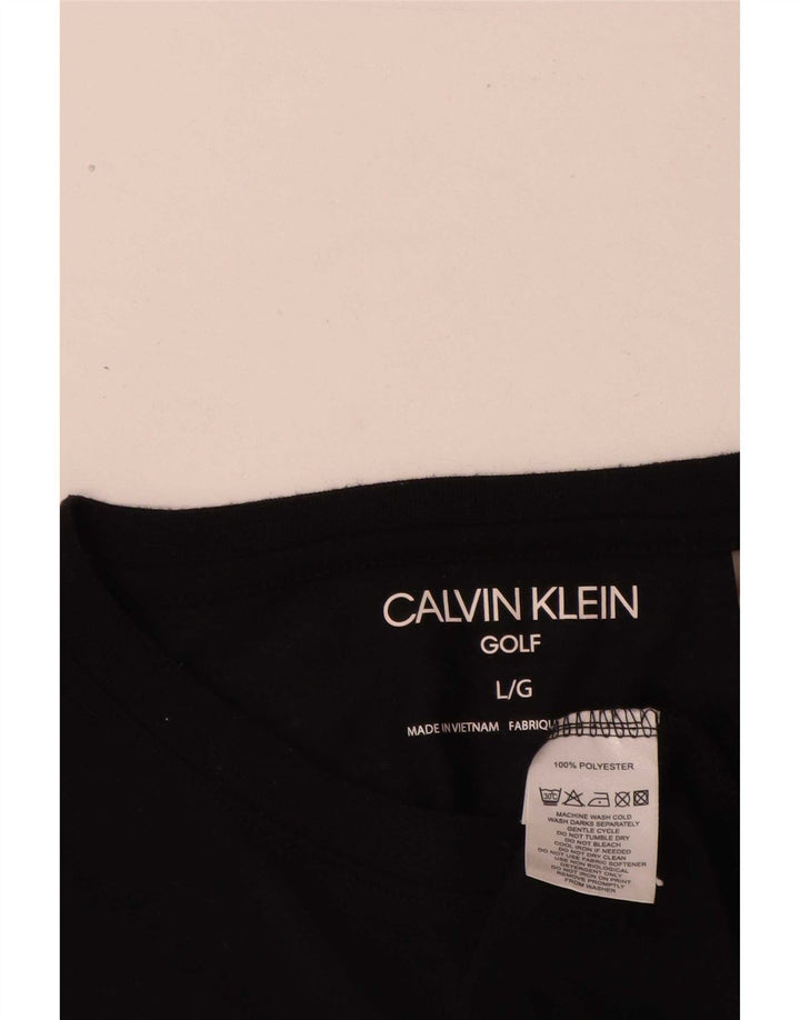 Camiseta masculina de golfe Calvin Klein grande poliéster preto