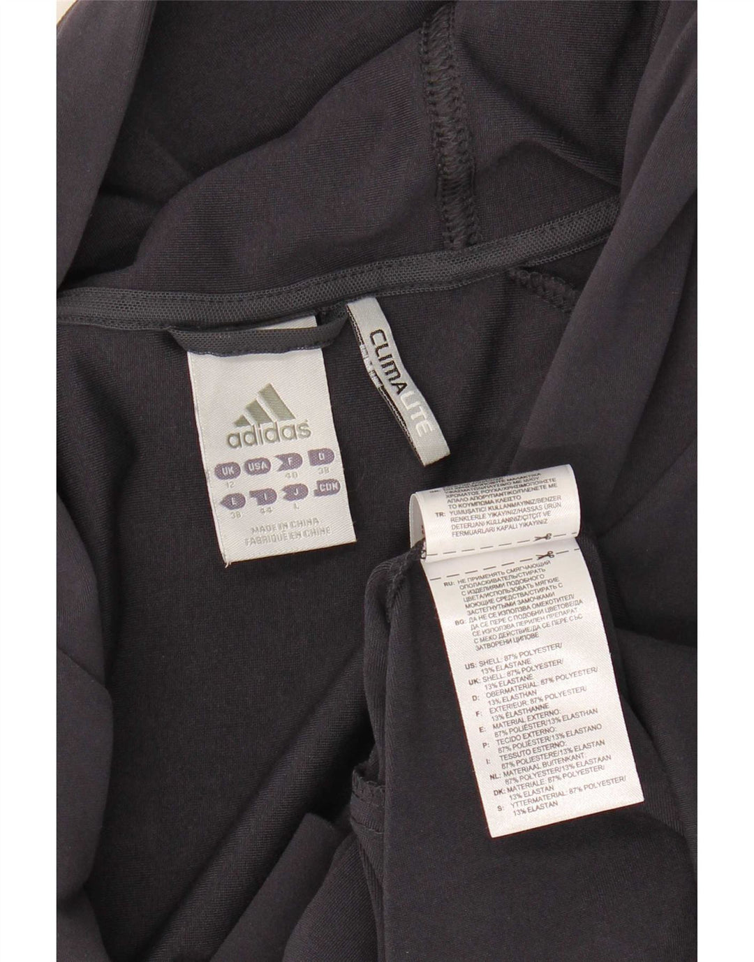 Suéter feminino Adidas com capuz e zíper gráfico UK 12 poliéster azul marinho médio