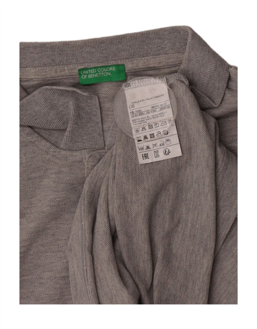 Camisa polo masculina Benetton grande algodão cinza