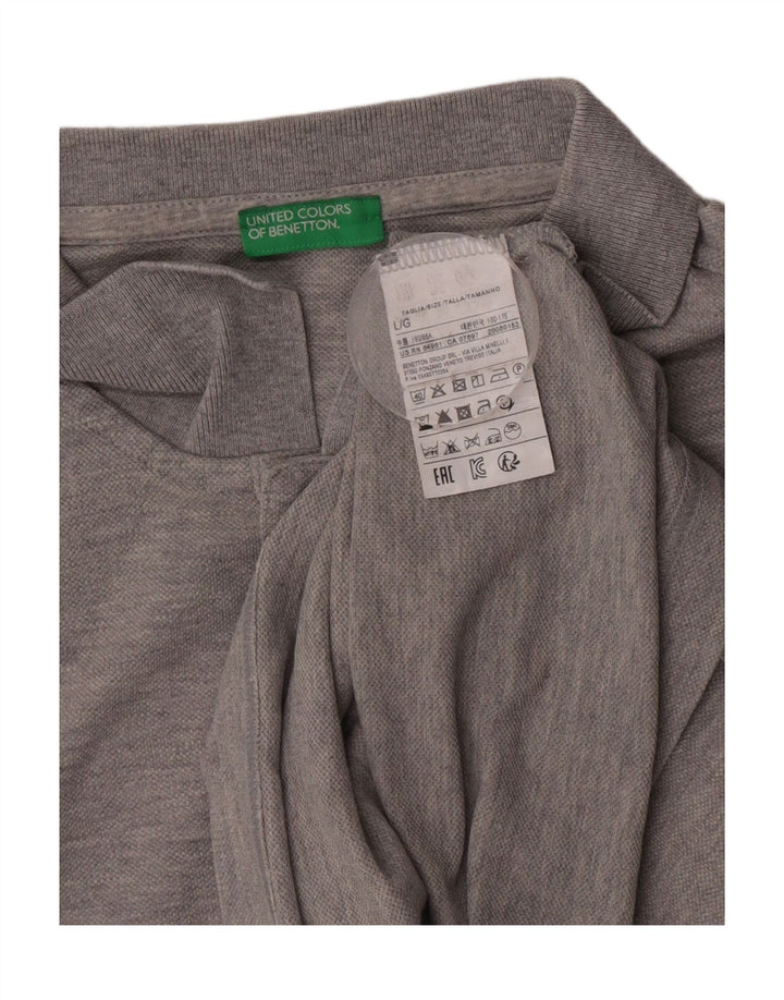 Camisa polo masculina Benetton grande algodão cinza