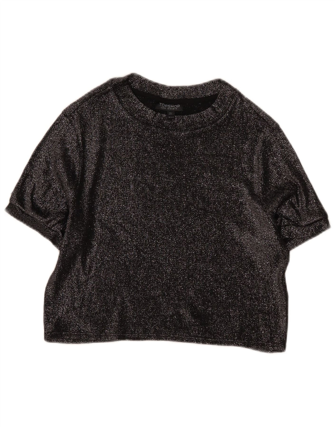 Topshop blusa feminina cropped UK 14 grande viscose preta