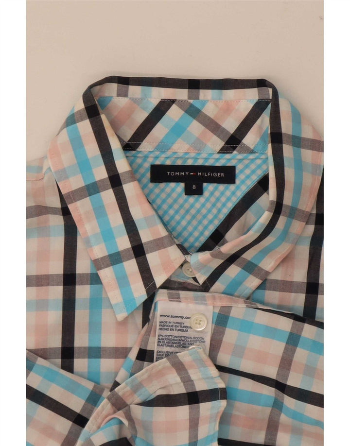Camisa feminina de manga curta Tommy Hilfiger US 8 média multicolorida guingão