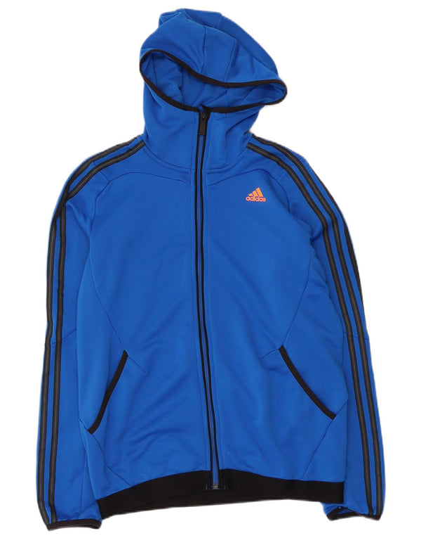 Suéter Adidas Menino Climalite Zip com capuz 13-14 anos Azul Colorblock