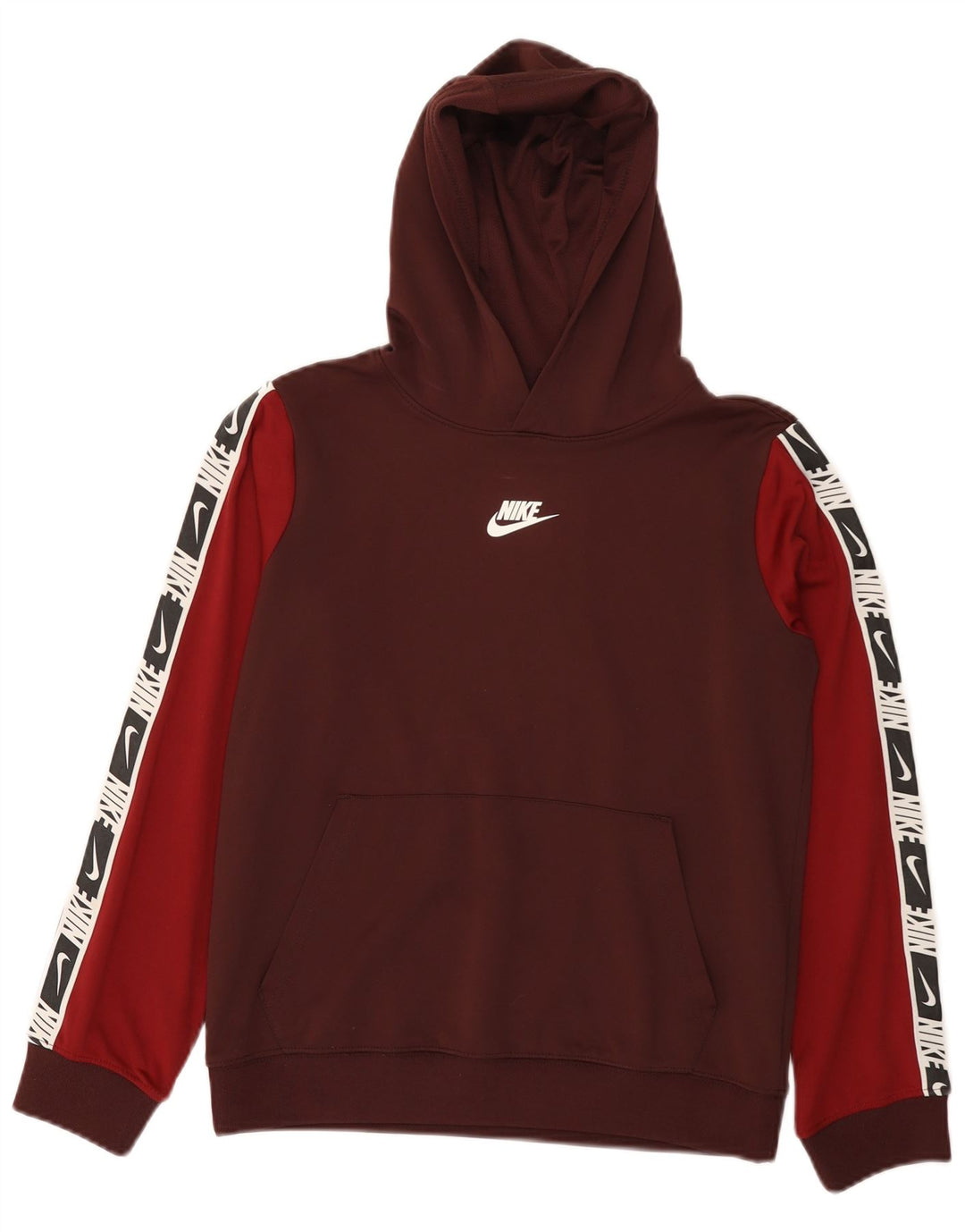 NIKE Meninos Graphic Hoodie Jumper 12-13 Anos Grande Borgonha Colourblock