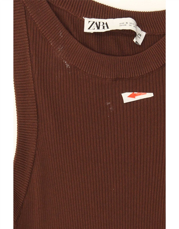 Colete feminino Zara UK 8 pequeno viscose marrom