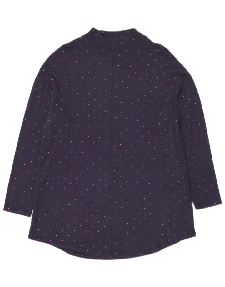 Top feminino Marks & Spencer manga comprida Reino Unido 14 grande azul marinho manchado