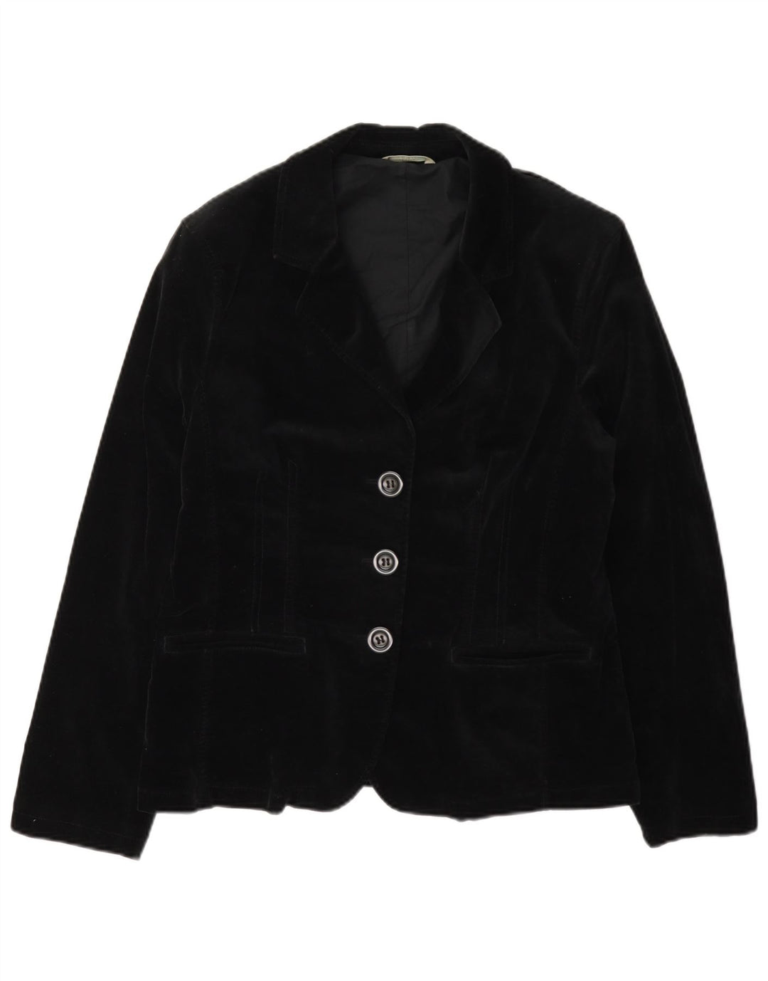 Jaqueta blazer feminina de veludo com 3 botões Marks & Spencer Reino Unido 14 médio preto