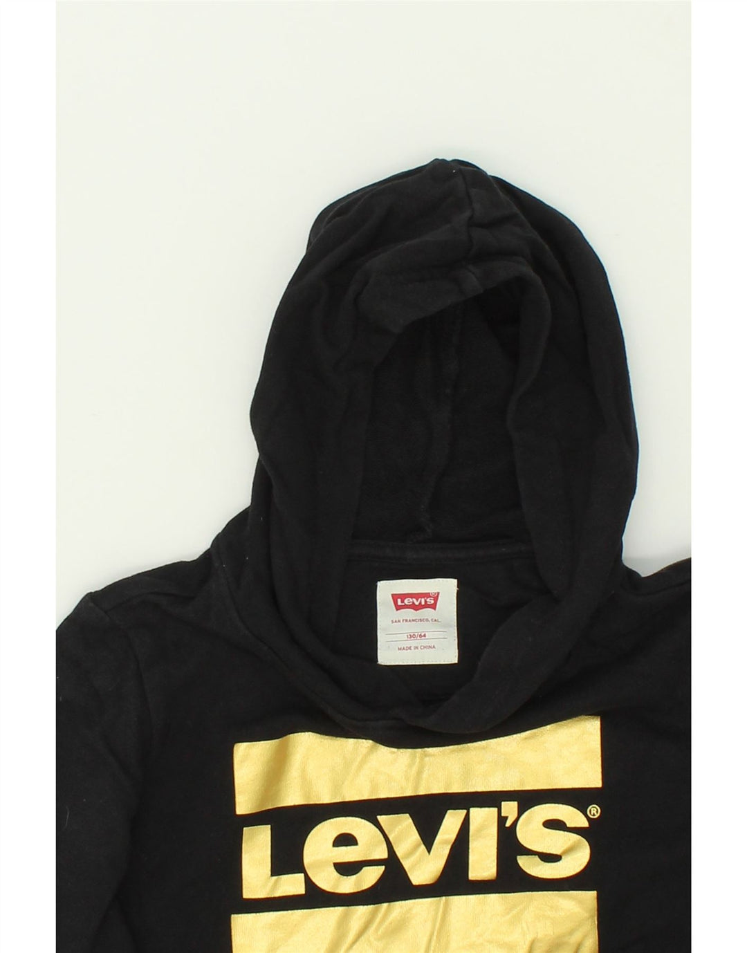 LEVI'S Girls Graphic Hoodie Jumper 8-9 Years Black Cotton Vintage Levi's and Second-Hand Levi's from Messina Hembry 