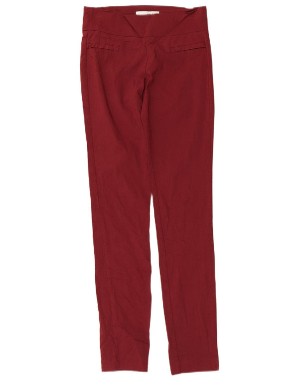Guess Calça feminina casual skinny pequena W24 L29 Borgonha Rayon