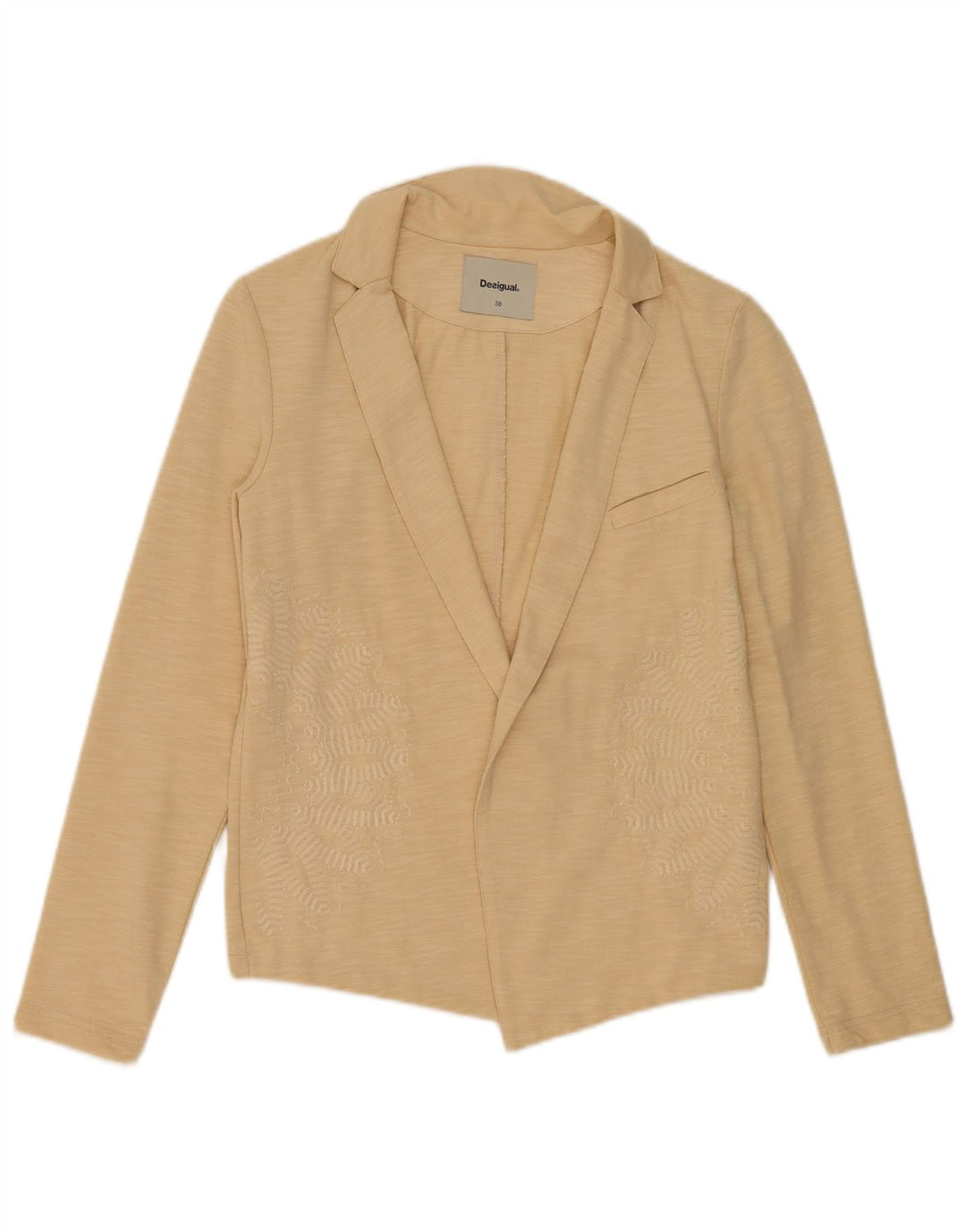 Jaqueta blazer aberta feminina Desigual EU 38 algodão manchado bege médio