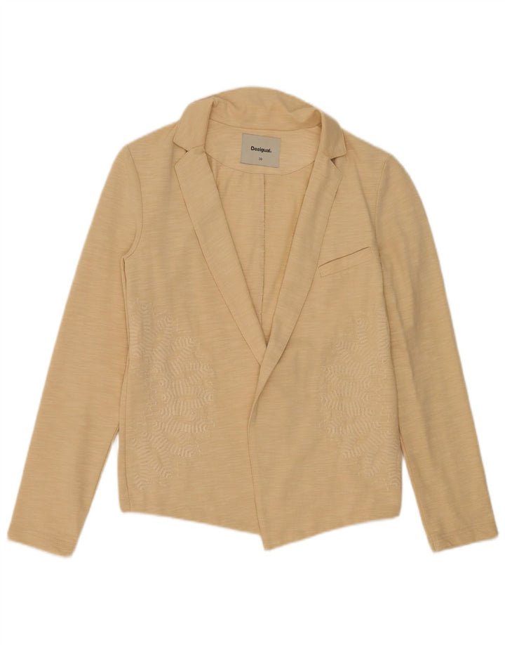 Jaqueta blazer aberta feminina Desigual EU 38 algodão manchado bege médio