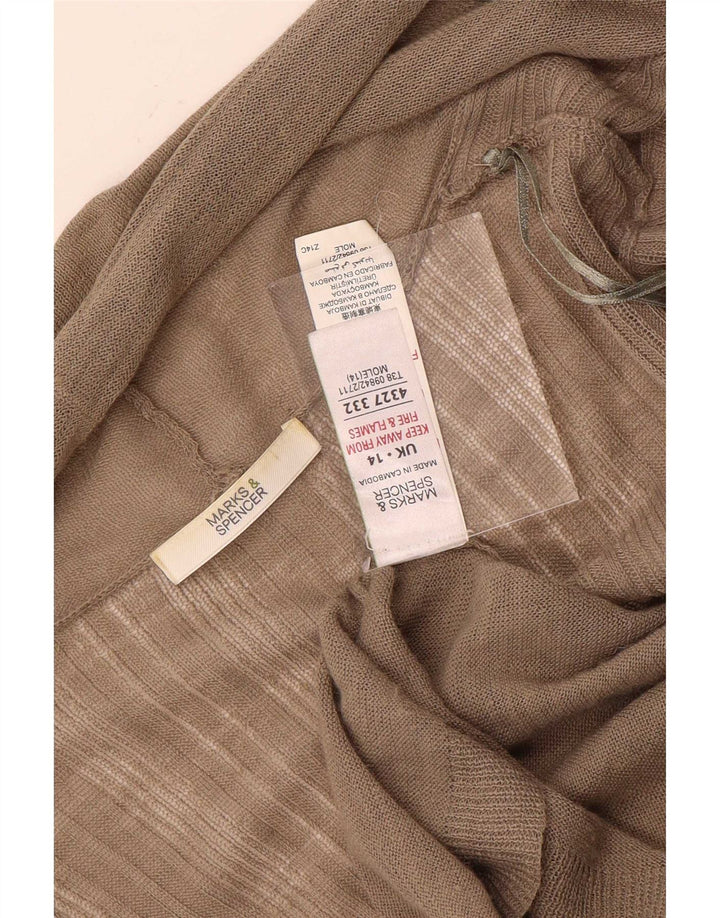 Marks & Spencer Suéter feminino Longline Open Cardigan Reino Unido 14 Médio Marrom