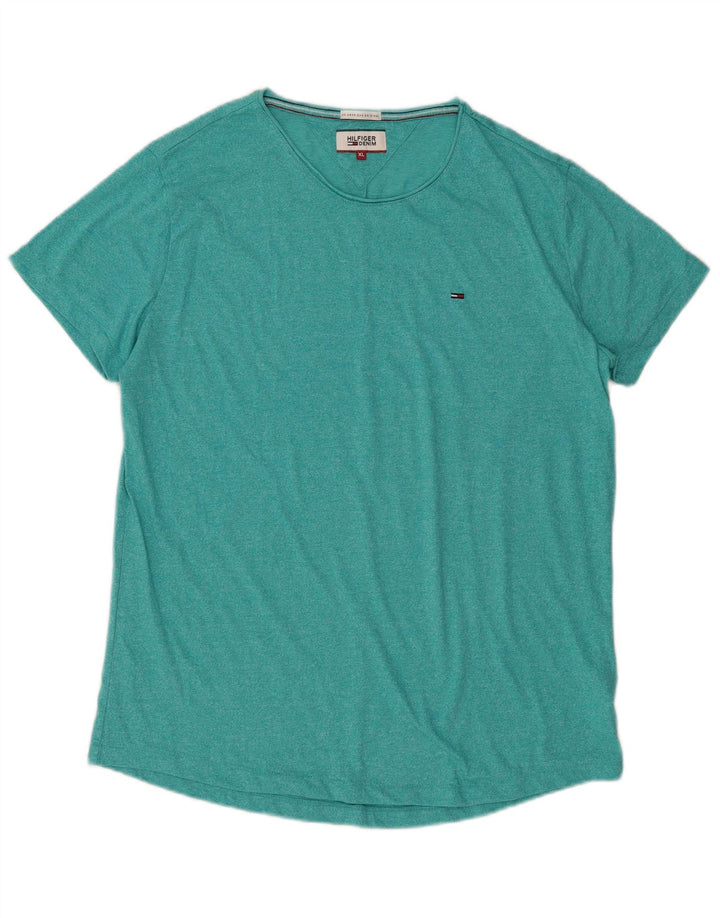 TOMMY HILFIGER Mens T-Shirt Top XL Turquoise Polyester