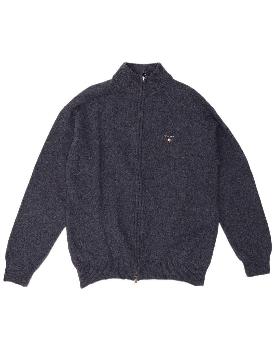 Suéter cardigã masculino Gant XL lã de cordeiro azul marinho