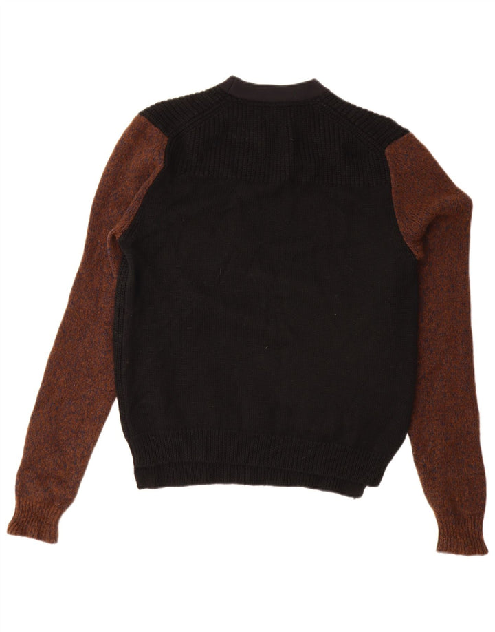 Suéter masculino Kenzo com gola redonda, lã colorblock médio preto