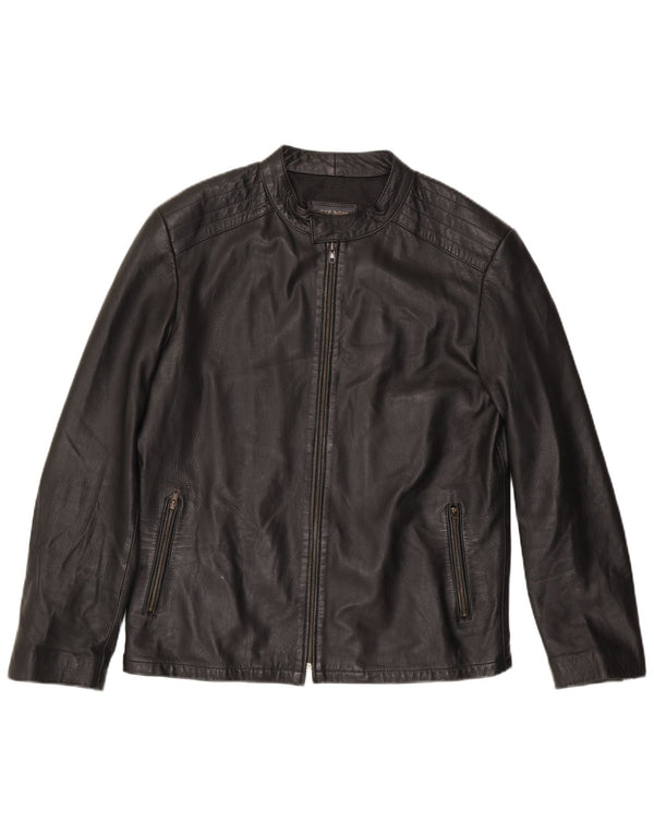 Jaqueta de couro masculina vintage UK 38 couro preto médio