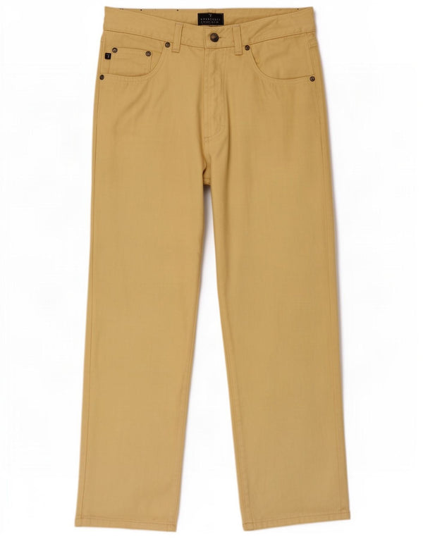 Calça feminina casual reta Trussardi W32 L27 algodão amarelo