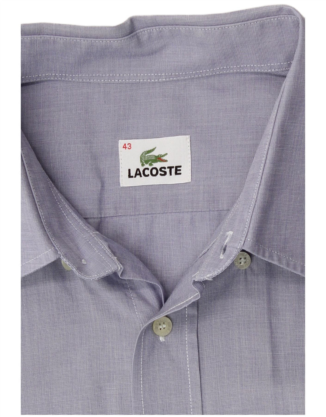 Lacoste camisa masculina de manga curta tamanho 43 grande azul algodão