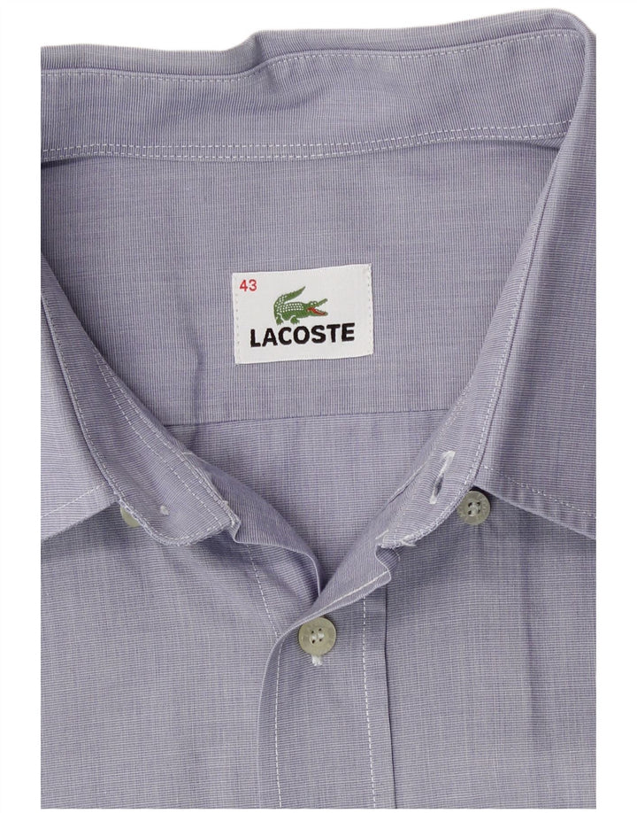 Lacoste camisa masculina de manga curta tamanho 43 grande azul algodão