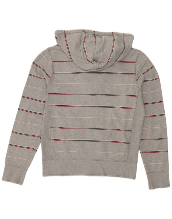 Tommy Hilfiger Womens Graphic Zip Hoodie Sweater UK 14 Medium Grey Striped