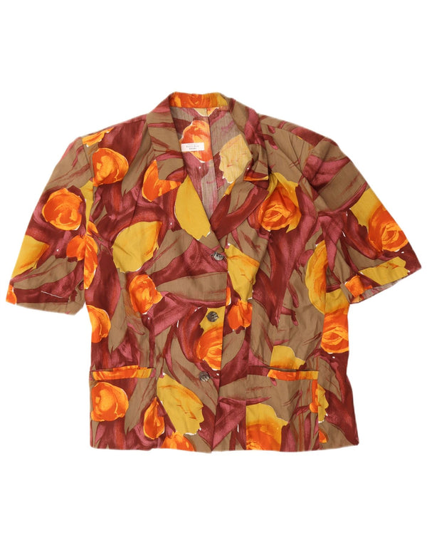 Blusa feminina vintage manga curta IT 45 média floral multicolorida