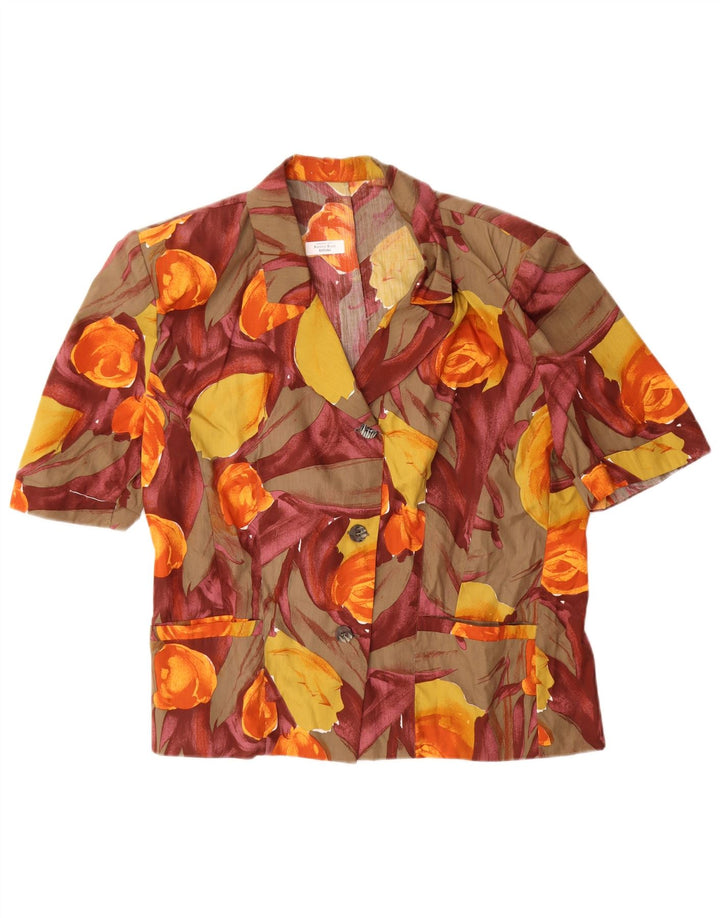 Blusa feminina vintage manga curta IT 45 média floral multicolorida