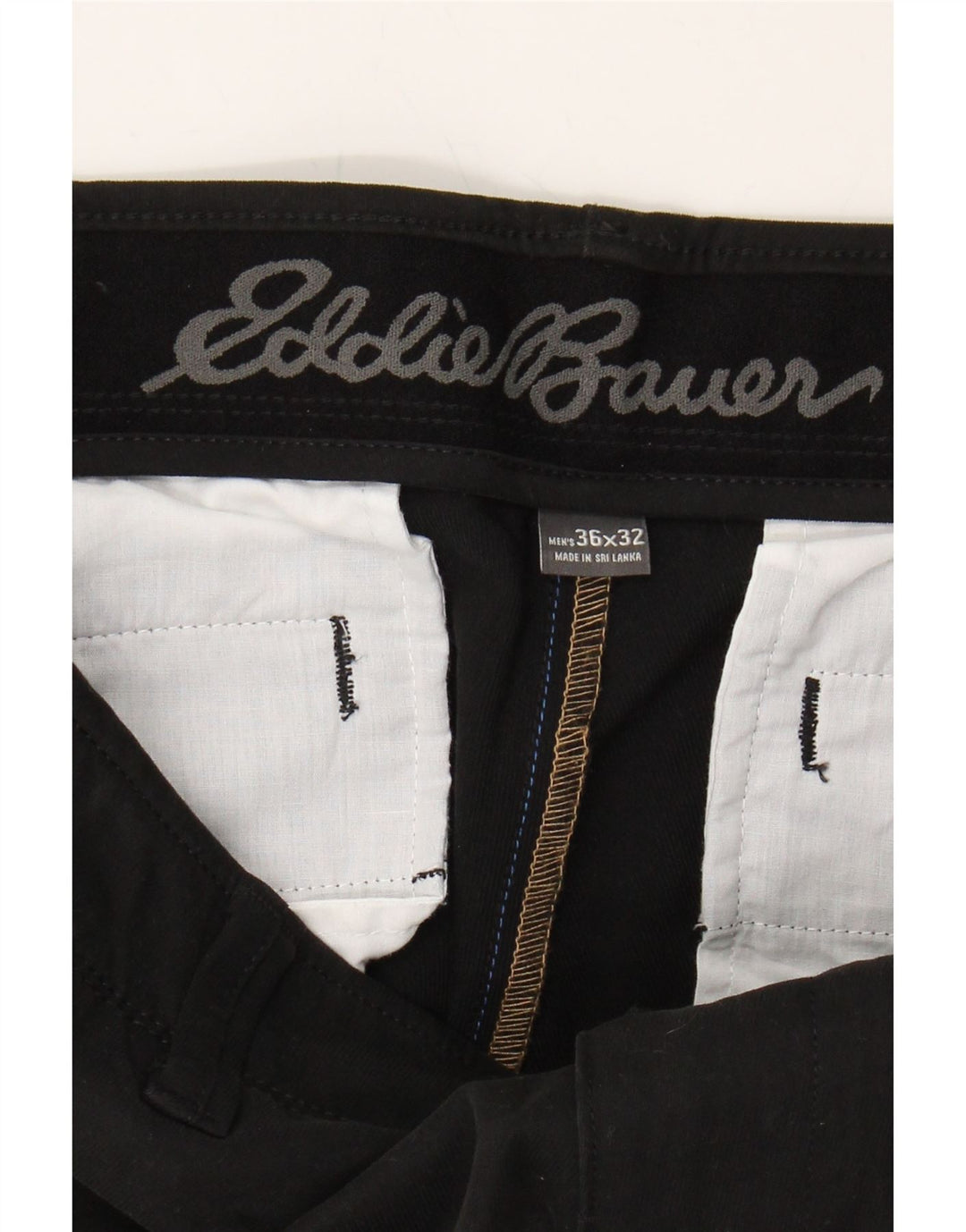 EDDIE BAUER Mens Straight Chino Trousers W36 L32 Black Cotton Vintage Eddie Bauer and Second-Hand Eddie Bauer from Messina Hembry 