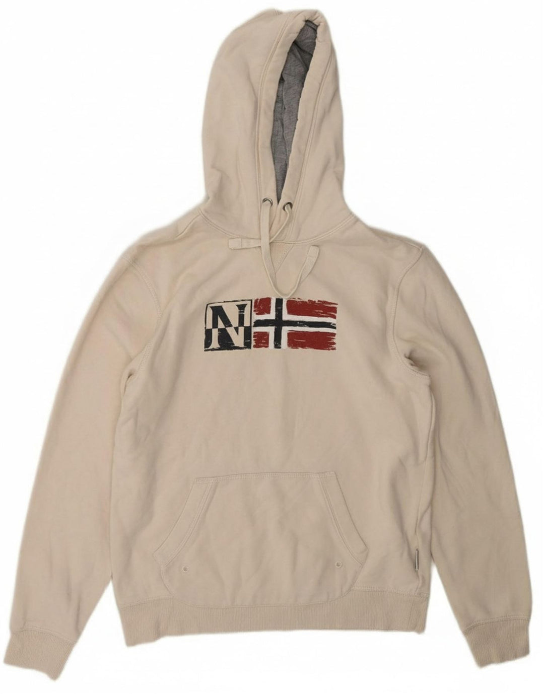 Suéter masculino com capuz gráfico NAPAPIJRI pequeno algodão branco