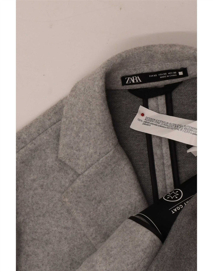 Sobretudo masculino Zara UK 34 XS poliéster manchado cinza